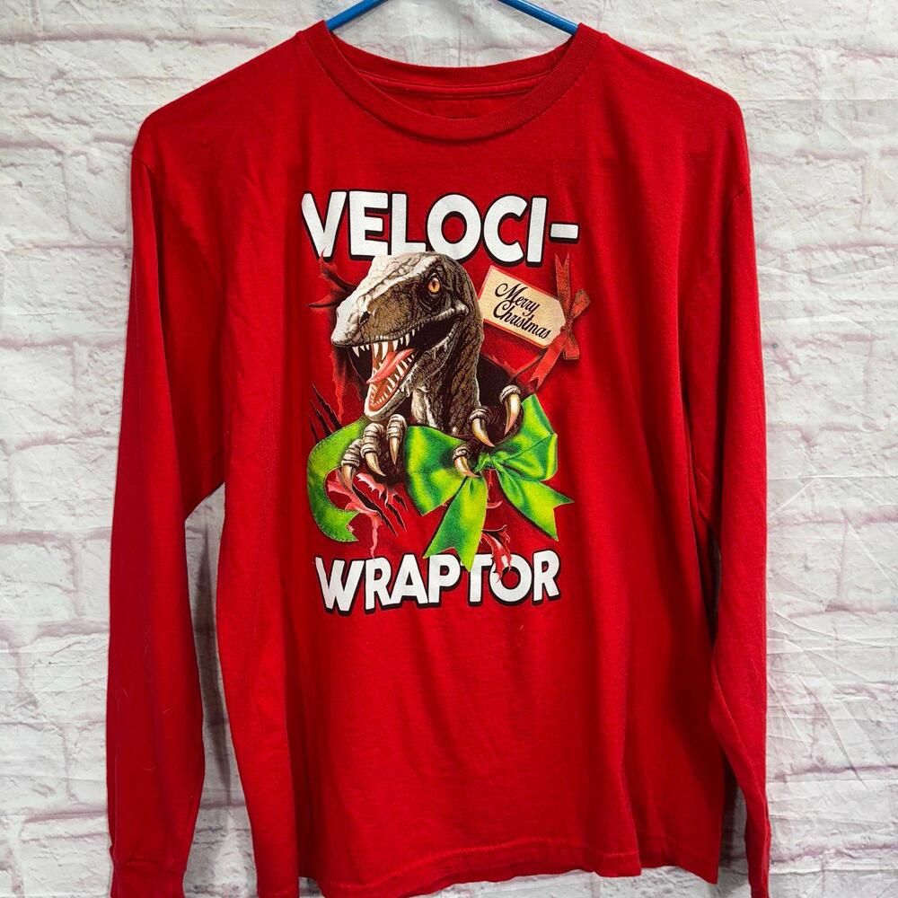 Fifth Sun Veloci-Wraptor Christmas Long Sleeve T-Shirt Boys XL
